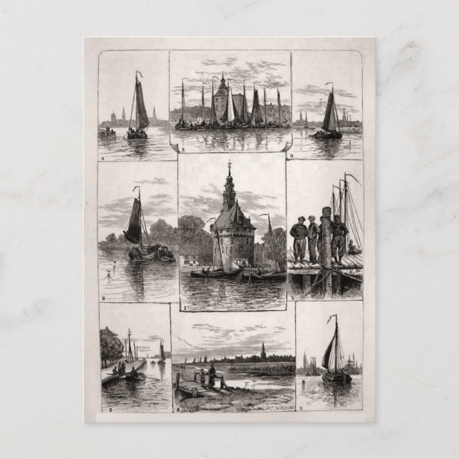 Carte Postale Scène maritime hollandaise du XIXe siècle (Devant)