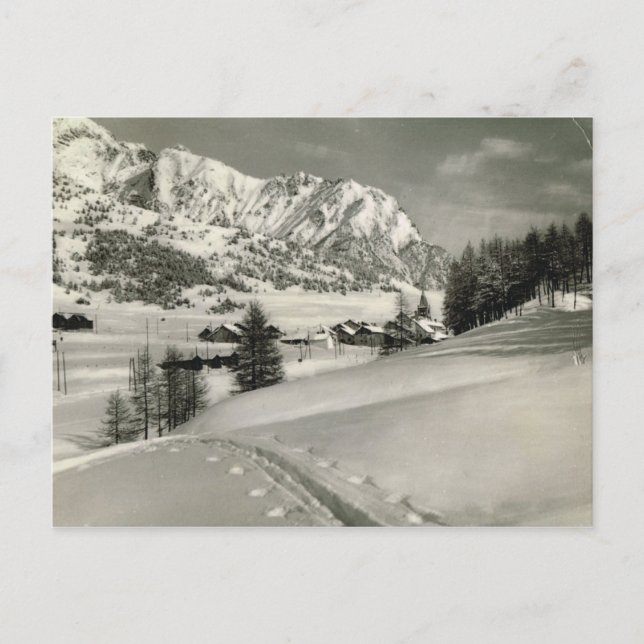 Carte Postale Scène Montagne France vintage en hiver (Devant)
