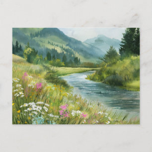Carte Postale Scène naturelle avec vue sur la rivière