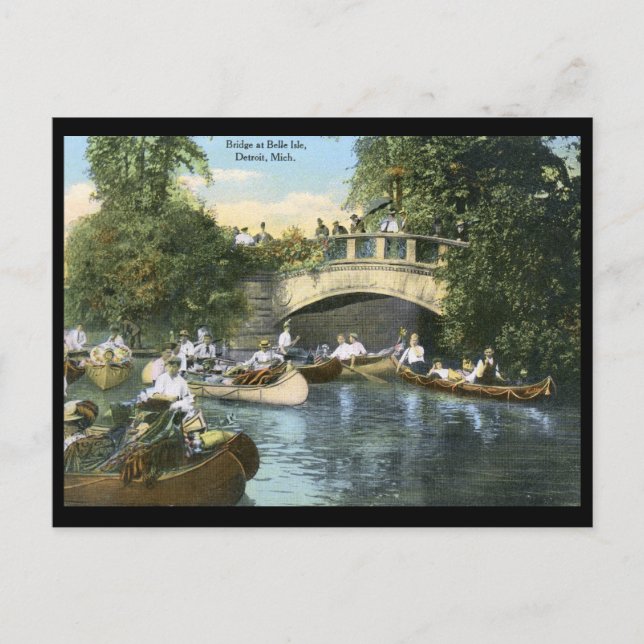 Carte Postale Scène nautique, Belle Isle, Detroit Vintage (Devant)