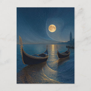 Carte Postale Scène nocturne de gondoles vénitiennes sous une pl