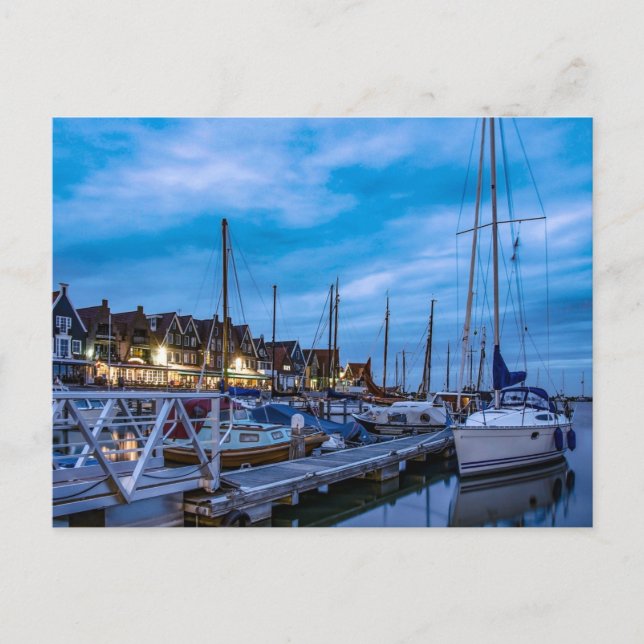 Carte Postale Scène nocturne traditionnelle de la ville de pêche (Devant)