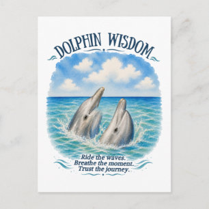 Carte Postale Scène océanique à l'aquarelle Sagesse du dauphin