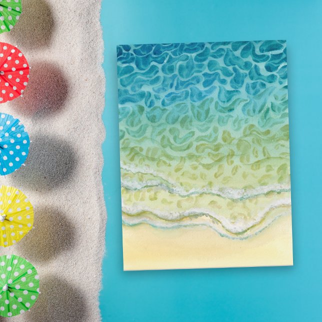 Carte Postale Scène océanique de plage à l'aquarelle (Créateur téléchargé)