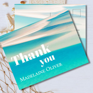 Carte Postale Scène océanique Plage d'été  Bleu Merci  