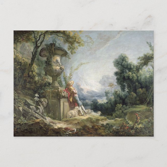 Carte Postale Scène pastorale, ou Jeune berger dans un paysage (Devant)