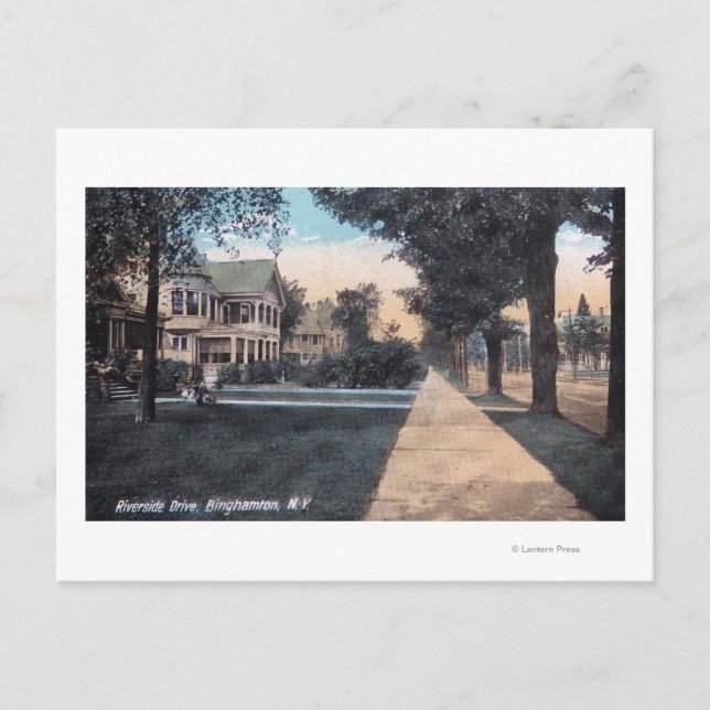 Carte Postale Scène résidentielle sur Riverside Drive (Devant)