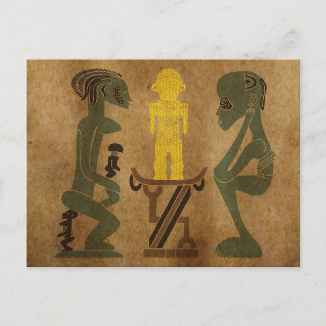 Carte Postale Scène rituelle africaine abstraite (Devant)