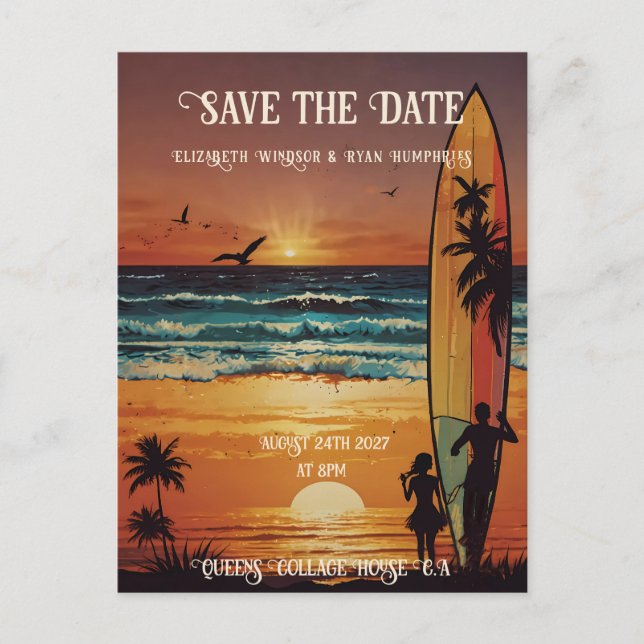 Carte Postale Scène romantique Sunset Beach avec élégance tropic (Devant)