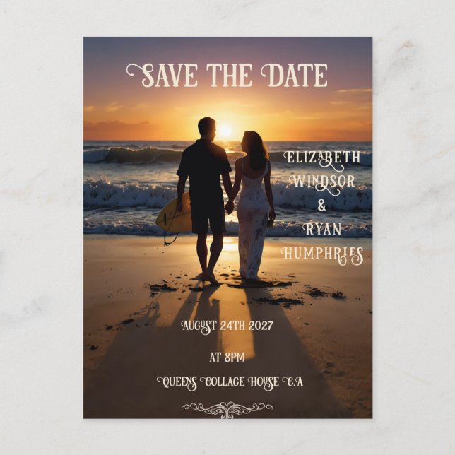 Carte Postale Scène romantique Sunset Beach avec élégance tropic (Devant)