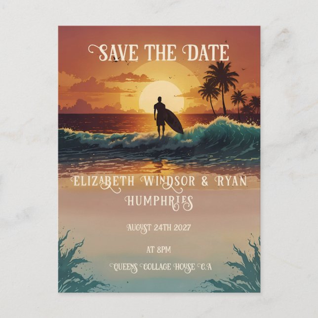 Carte Postale Scène romantique Sunset Beach avec élégance tropic (Devant)