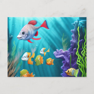 Carte Postale Scène sous-marine avec poisson hyper réaliste