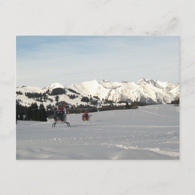 Carte Postale Scène suisse avec hélicoptères touristiques (Devant)