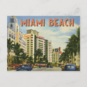 Carte Postale Scène vintage de Miami Beach Street