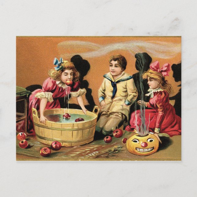 Carte Postale Scène vintage d'Halloween. (Devant)