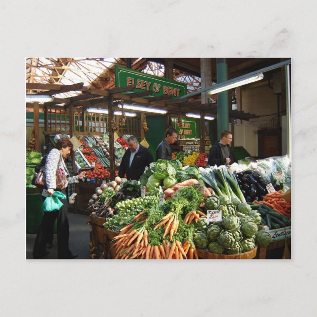 Carte Postale Scènes anglaises, Borough Market, achat de légumes (Devant)