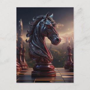 Carte Postale Scènes de jeu d'échecs fantastiques - Cavalier