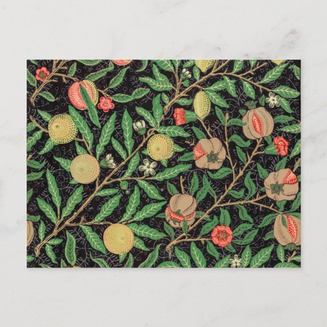 Carte Postale Schéma floral de la grenade à fruits William Morri (Devant)