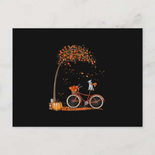 Carte Postale Schnauzer Chien et Citrouille Vélo Feuille d'autom