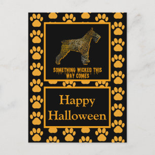 Carte Postale Schnauzer Chien Silhouette Bonne Halloween