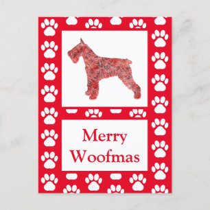 Carte Postale Schnauzer Chien Silhouette Rouge Joyeux Noël