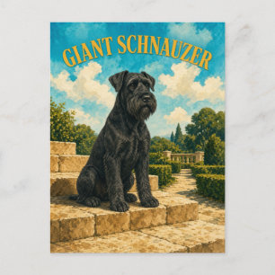 Carte Postale Schnauzer géant, Art canin à l'aquarelle vintage