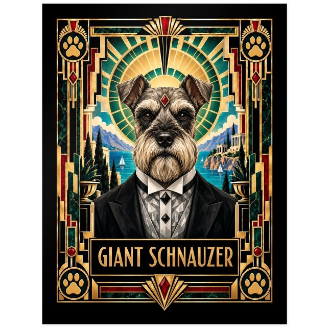 Carte Postale Schnauzer géant, chien Art Déco (Créateur téléchargé)