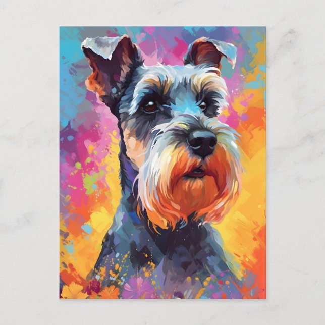 Carte Postale Schnauzer miniature coloré (Devant)