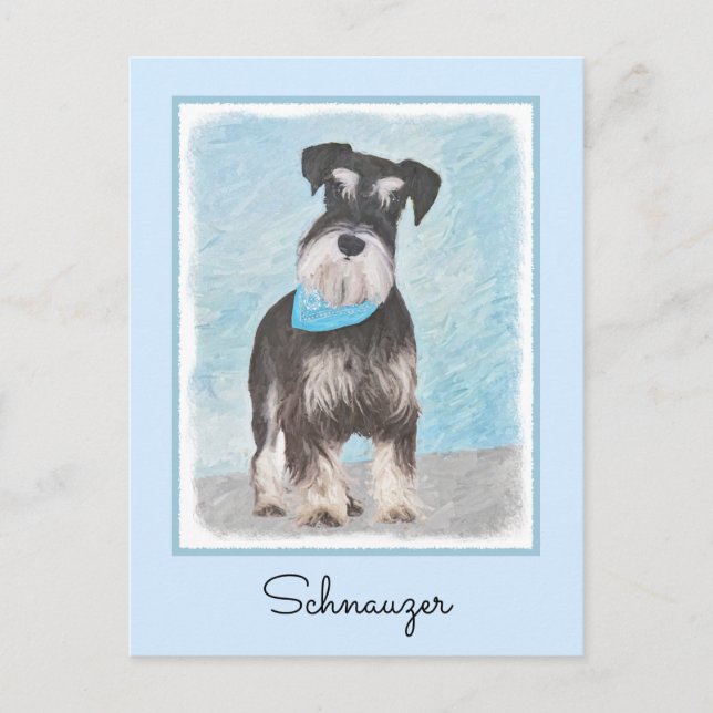 Carte Postale Schnauzer (Miniature) Peinture - Chien original mi (Devant)