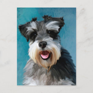 Carte Postale Schnauzer Miniature peinture couleur de l'eau