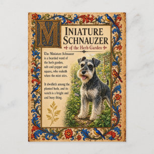 Carte Postale Schnauzer nain, Art Bestiaire Médiéval
