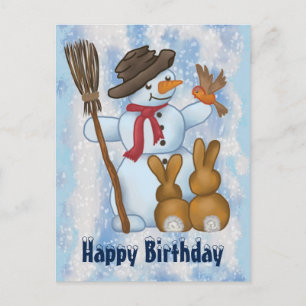 Carte Postale Schneemann mit postkarte