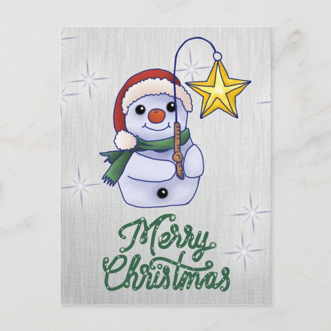 Carte Postale Schneemann mit Stern (Devant)