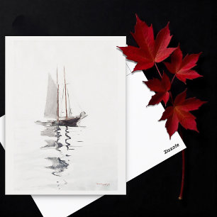 Carte Postale Schooner à deux mâts avec Dory par Winslow Homer