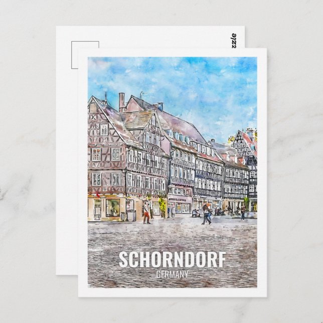 Carte Postale Schorndorf Allemagne Fameux Travel Place Watercolo (Devant / Derrière)