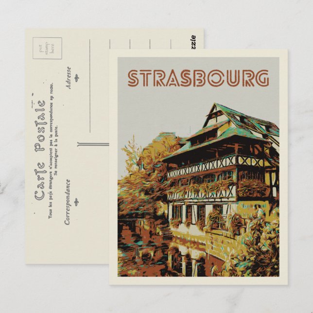 Carte Postale SchStrasbourg, illustration typique de la maison F (Devant / Derrière)