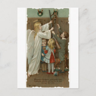 Carte Postale Schutzengel und Kinder mit Waffen