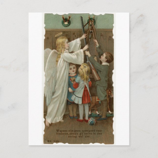 Carte Postale Schutzengel und Kinder mit Waffen (Devant)