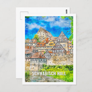Carte Postale Schwabisch Hall Allemagne Travel Place Aquarelle