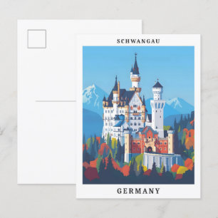 Carte Postale Schwangau Allemagne Élégant Vintage voyage d'art