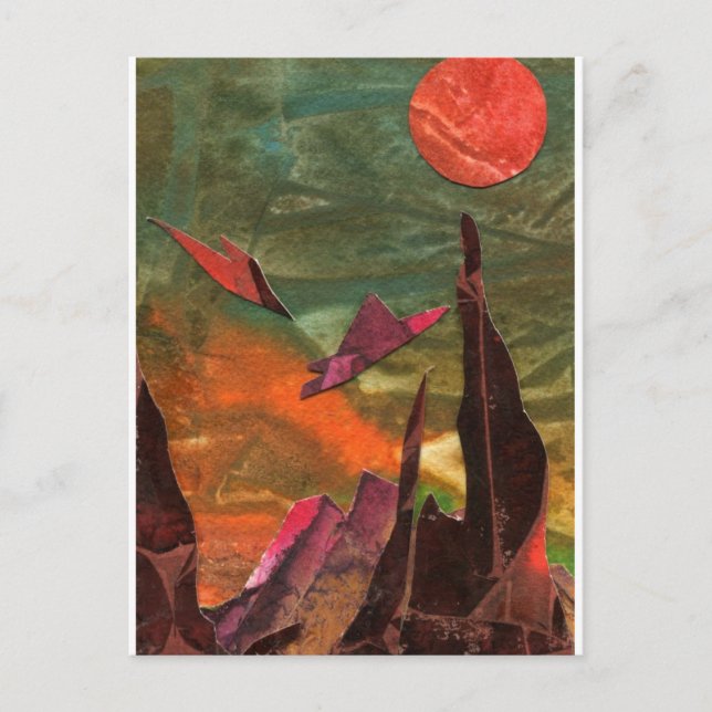 Carte Postale Sci-Fi "Oiseaux de feu" formes de vie alien en vol (Devant)