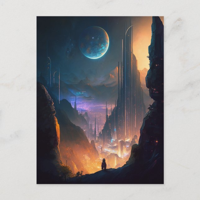 Carte postale Science Fiction Futuriste Ville (Devant)