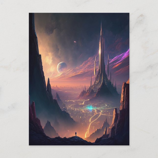 Carte postale Science Fiction Futuriste Ville (Devant)