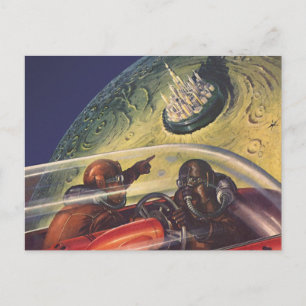 Carte Postale Science-fiction, Futuristic City on Moon