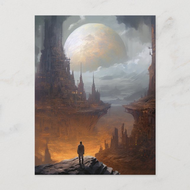 Carte Postale Science Fiction Ville Paysage Sci Fi (Devant)