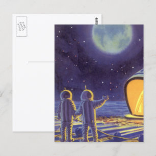 Carte Postale Science-fiction vintage Aliens sur la Lune de la p