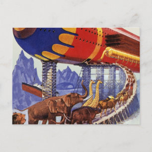 Carte Postale Science-fiction vintage, animaux sauvages de Noah'