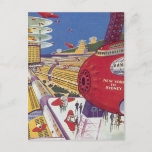 Carte Postale Science-fiction vintage, Futuriste New York