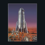 Carte Postale Science-fiction vintage, les astronautes Beetle Al<br><div class="desc">Illustration vintage science fiction voyage et transport rocketship image. Des astronautes qui courent vers leur vaisseau-fusée s'échappant d'aliens en forme de coléoptère sur une planète étrangère essayant de récupérer la terre. Un classique les années 50 rétro bande dessinée sci fi design du futur.</div>
