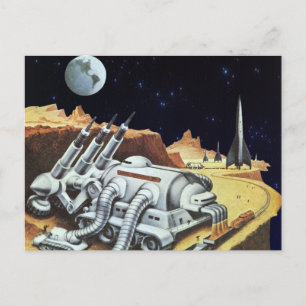 Carte Postale Science-fiction vintage, Station spatiale sur la L
